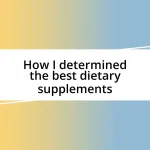 How I determined the best dietary supplements