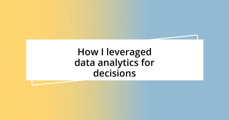 How I leveraged data analytics for decisions