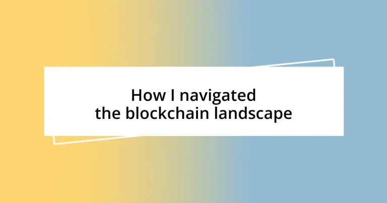 How I navigated the blockchain landscape