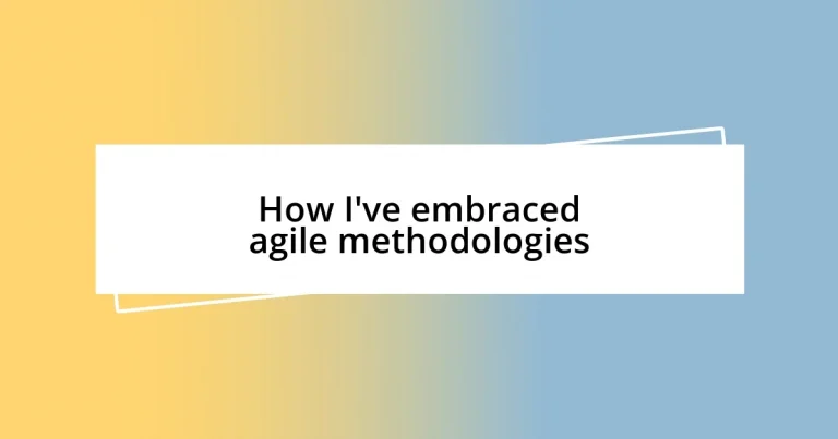 How I’ve embraced agile methodologies