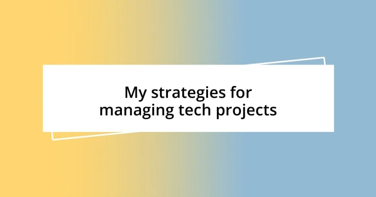 My strategies for managing tech projects