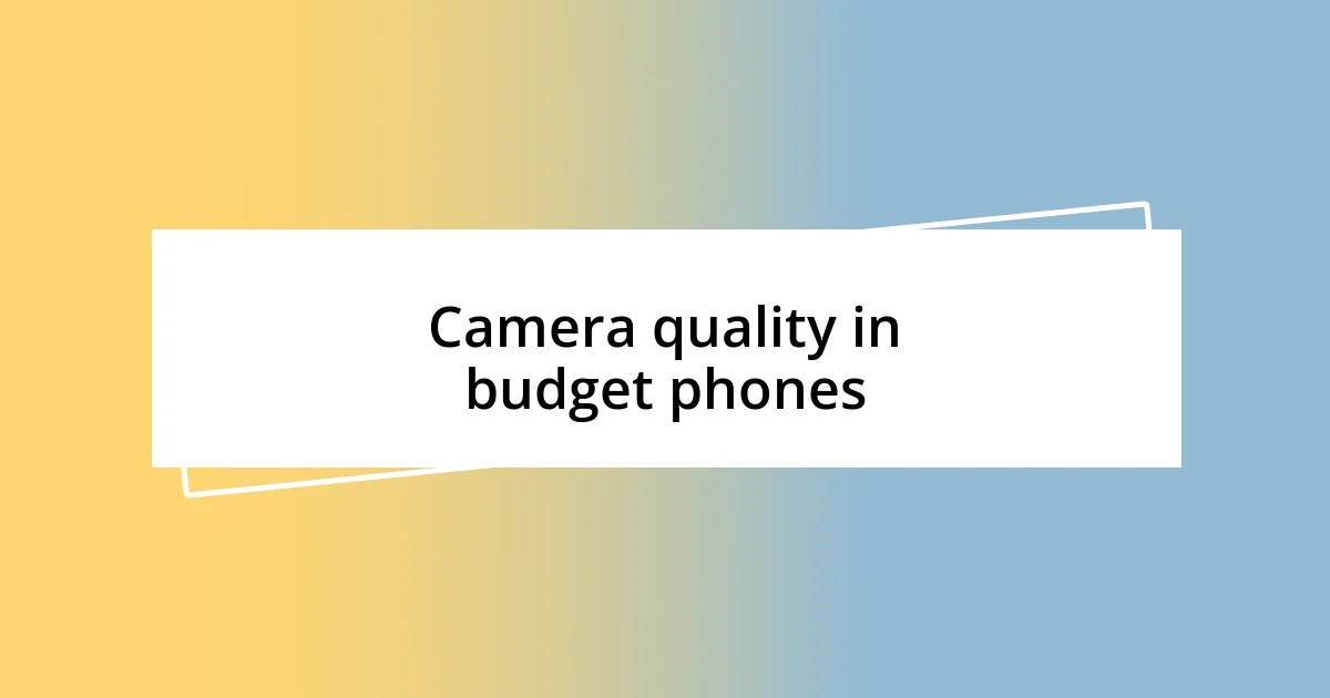 Camera quality in budget phones