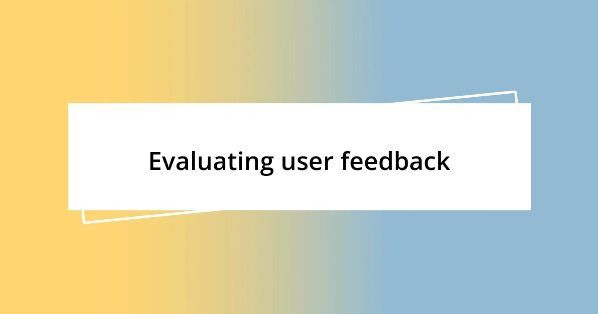 Evaluating user feedback