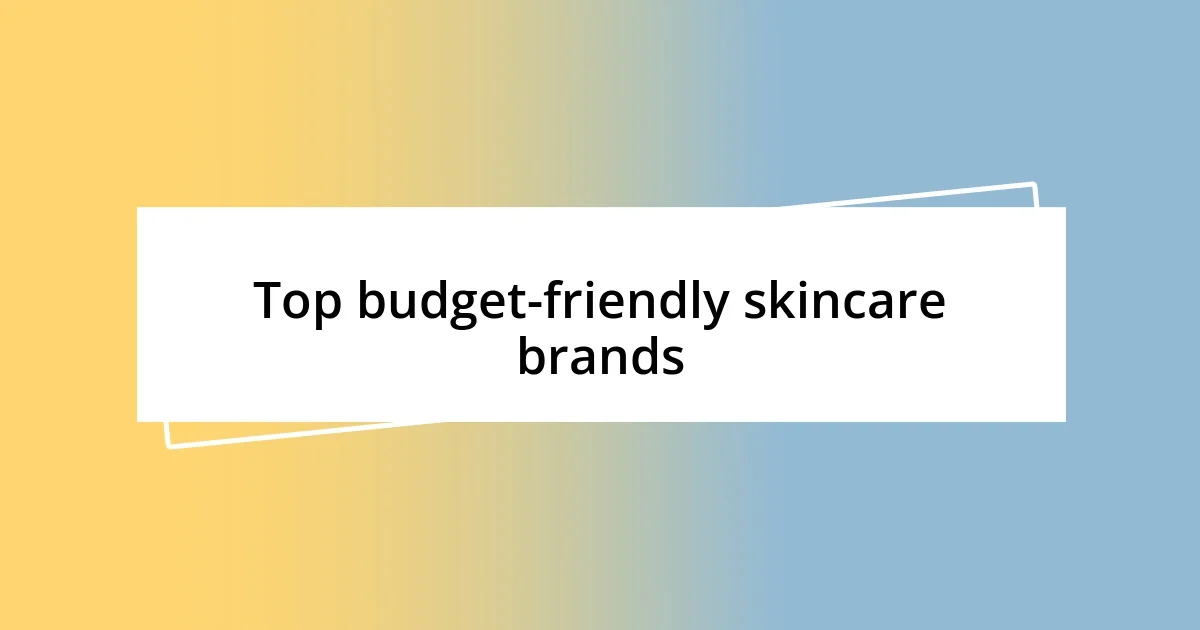 Top budget-friendly skincare brands