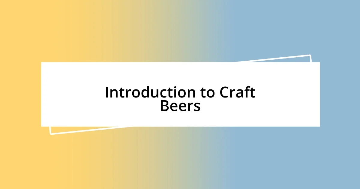 Introduction to Craft Beers