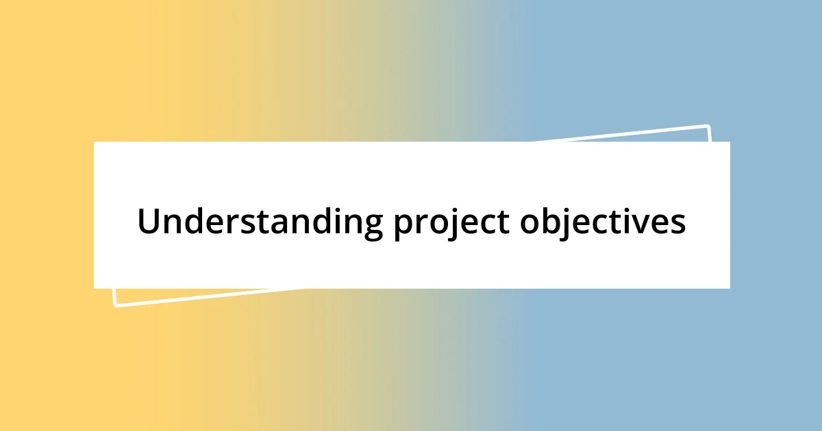 Understanding project objectives